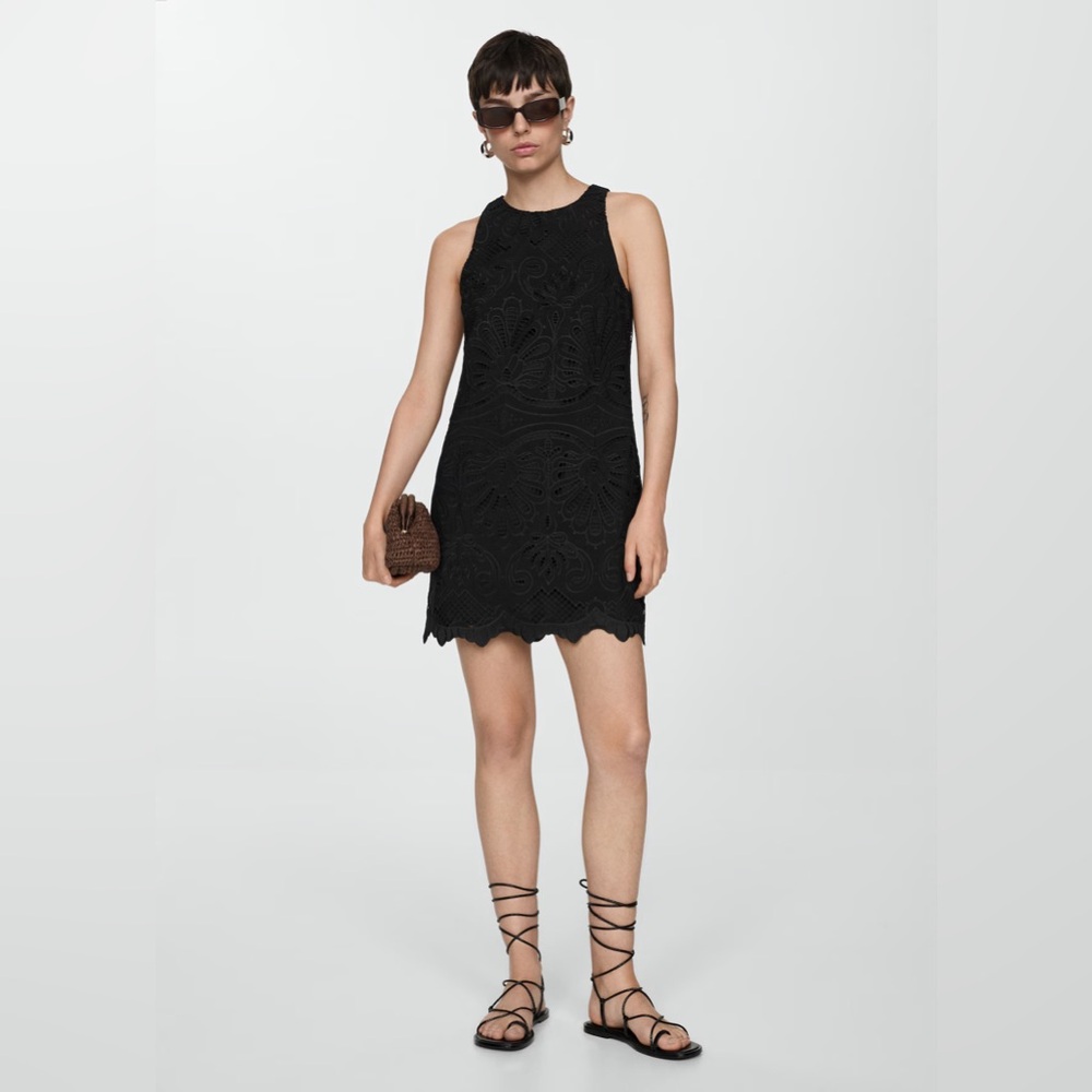 Embroidered short a line zip up dress - NEW - Picture 2 of 6